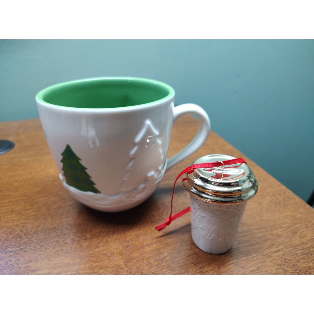 2006 Starbuck Christmas Tree Coffee Cup Mug & Ornament 16 oz 4" tall